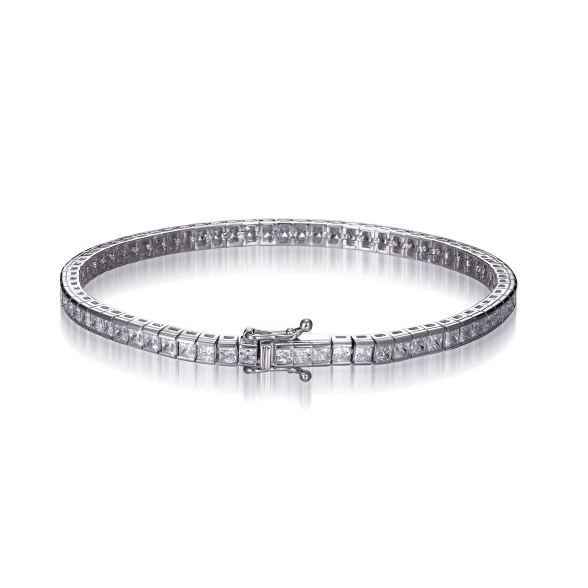 8.55ct Princess Cut Cubic Zirconia Tennis Bracelet in Rhodium Plated Silver