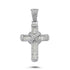 Baguette and Round Cross Pendant Cubic Zirconia in Rhodium Plated Silver 44mm