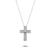 Baguette and Round Cubic Zirconia Cross Pendant in Rhodium Plated Silver