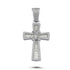 Baguette and Round Graduated Cross Pendant Cubic Zirconia in Rhodium Plated Silver