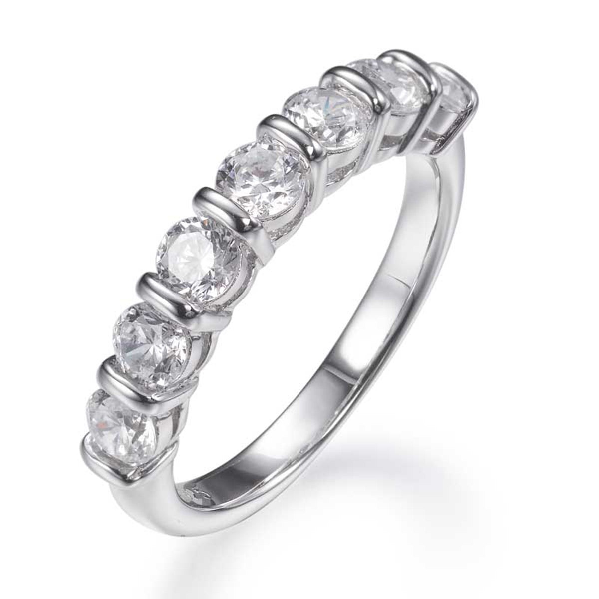 Bar Set 2.00ct Cubic Zirconia Half Eternity Ring in Rhodium Plated Silver