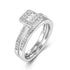 Cubic Zirconia Baguette & Round Square Halo Engagement Ring Set in Rhodium Plated Silver
