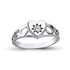 Cubic Zirconia Heart Stud Ring in Rhodium Plated Silver