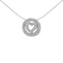 Cubic Zirconia Pave Set Heart Shape Halo Pendant in Rhodium Plated Silver