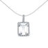 Emerald Cut Cubic Zirconia Halo Pendant in Rhodium Plated Silver