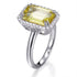 Lemon Citrine 3.25ct & Cubic Zirconia 0.90ct Halo Ring in Rhodium Plated Silver