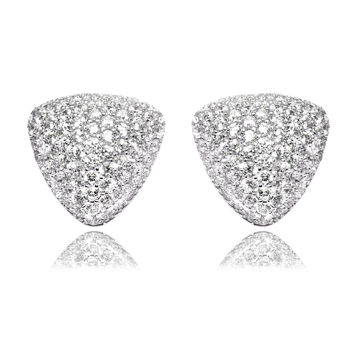 2.00ct Cubic Zirconia Pave Triangle Earrings in Rhodium Plated Silver