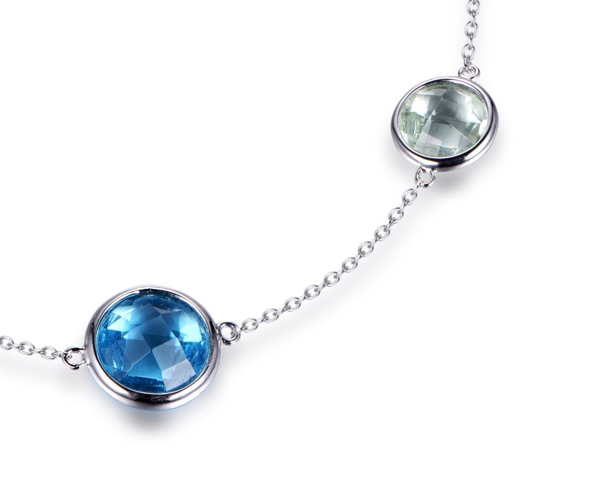 Multi Colour Rub Over Chain Bracelet Set in Rhodium Plated Silver