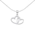 Pave Set Cubic Zirconia Double Heart Pendant in Rhodium Plated Silver