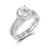 Round Halo Cubic Zirconia Engagement Ring & Band Set in Rhodium Plated Silver