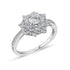 Three Tier Cubic Zirconia Cluster Engagement Ring in Rhodium Plated Silver