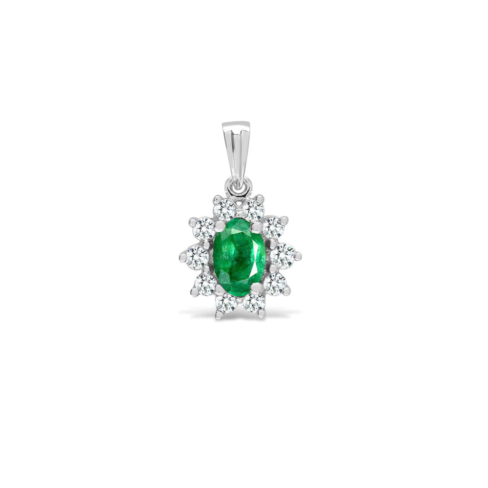 Emerald and Diamond Cluster Pendant