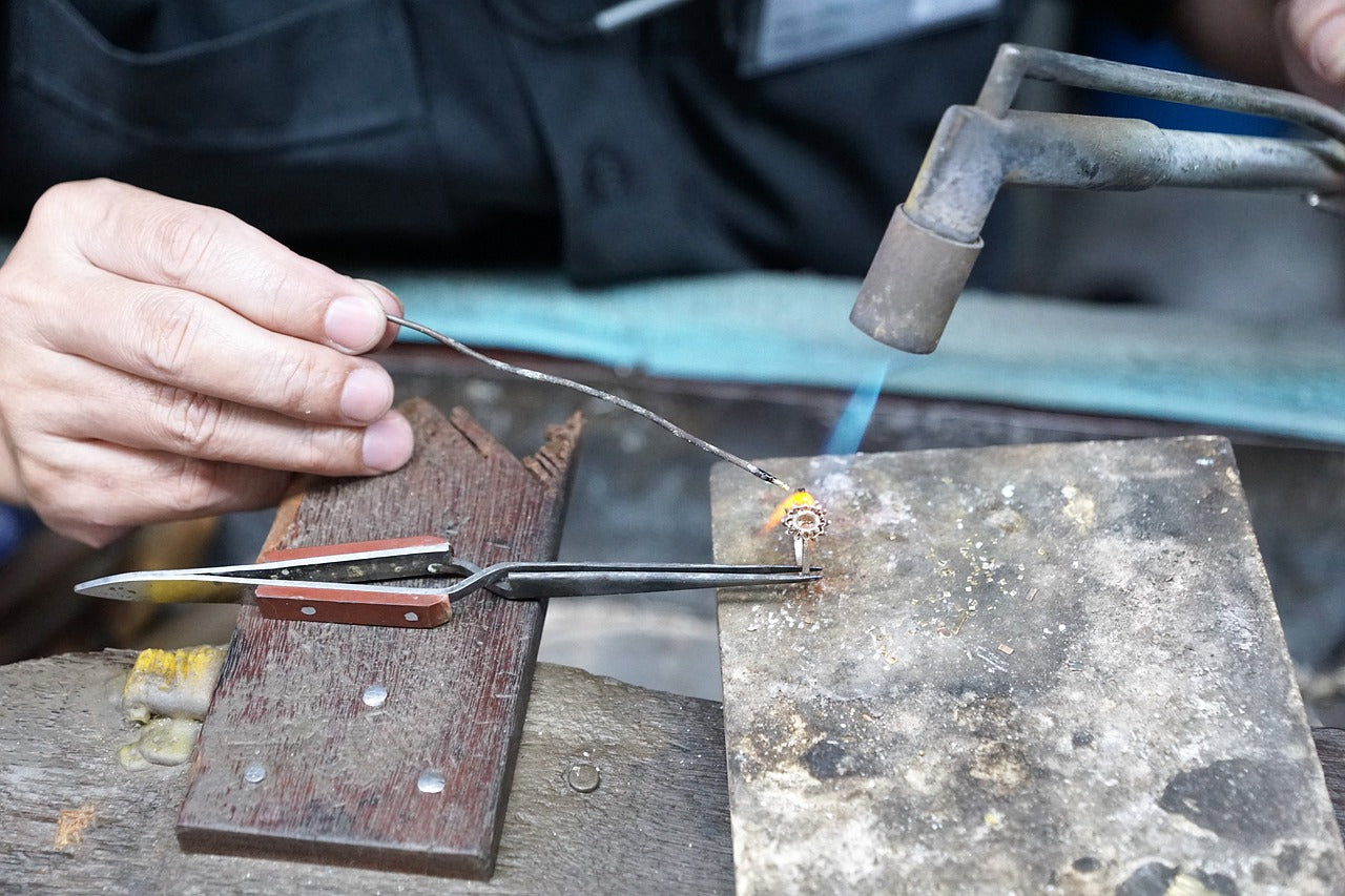 Jeweller Using Blowtorch to Make Jewellery