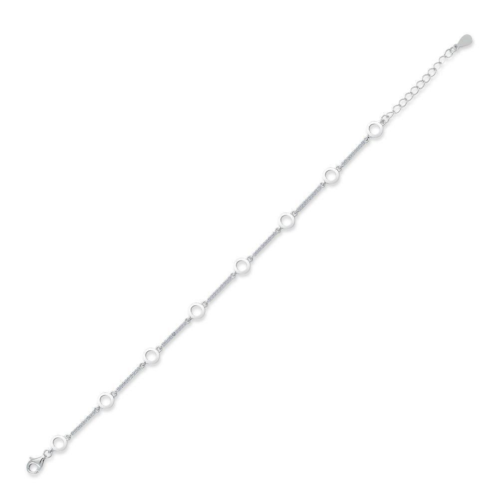 Cubic Zirconia Circle Line Bracelet in Rhodium Plated Silver