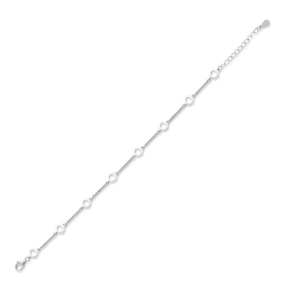 Cubic Zirconia Circle Line Bracelet in Rhodium Plated Silver