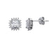 Cubic Zirconia Cushion & Round Halo Stud Earrings in Rhodium Plated Silver