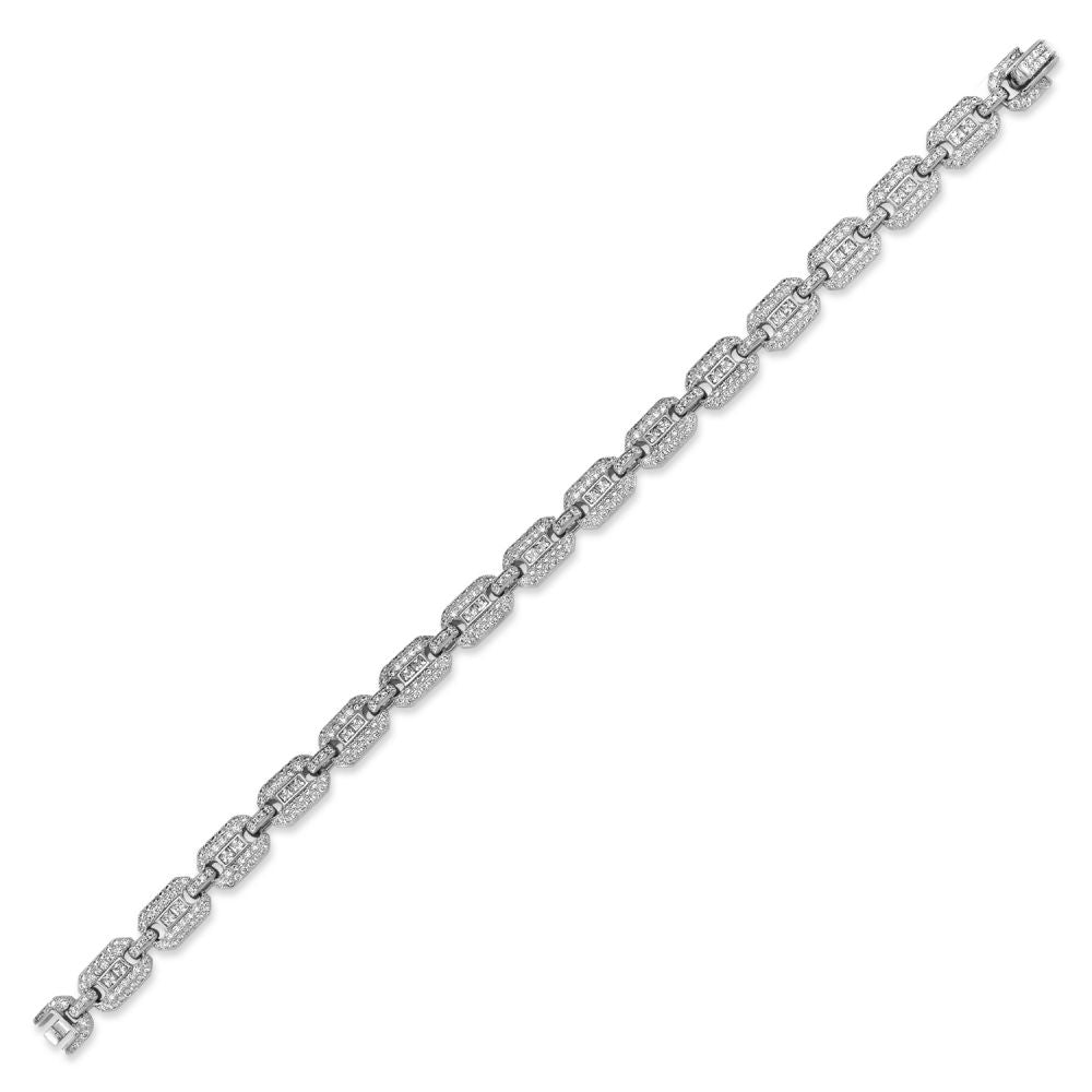 Cubic Zirconia Pave Set Tennis Bracelet in Rhodium Plated Silver