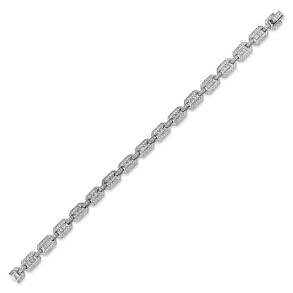 Cubic Zirconia Pave Set Tennis Bracelet in Rhodium Plated Silver