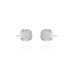 Pave Baguette & Round Cubic Zirconia Square Stud Earrings in Rhodium Plated Silver