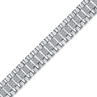 Pave Strap Cubic Zirconia Tennis Bracelet in Rhodium Plated Silver 15mm