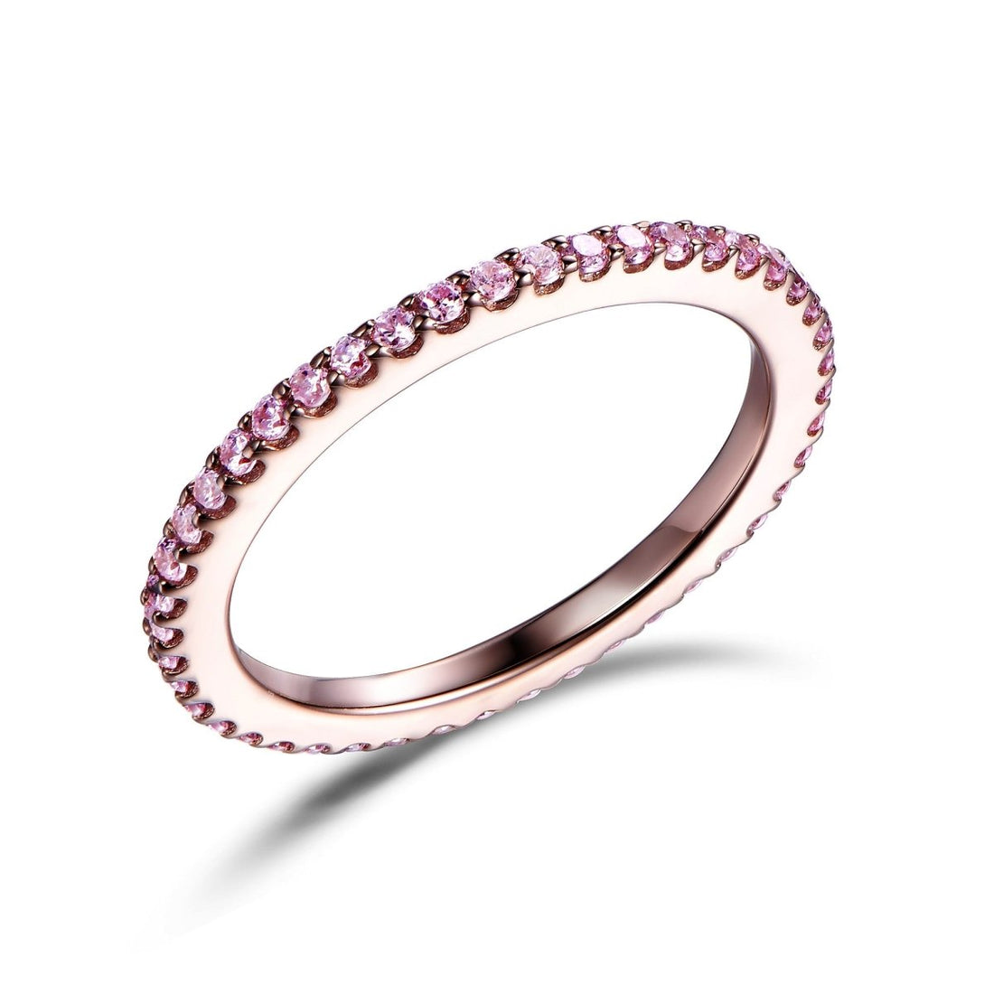 0.70ct Pink Cubic Zirconia Full Eternity Ring in 14k Rose Gold Plated Silver