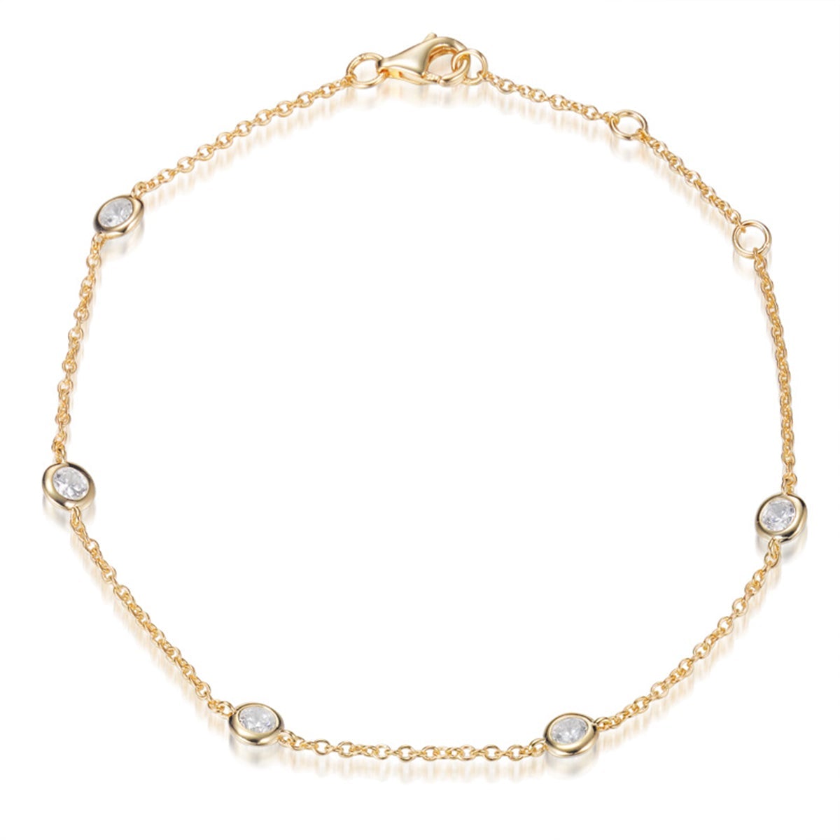 0.85ct Cubic Zirconia Classic Chain Bracelet in 14k Yellow Gold Plated Silver