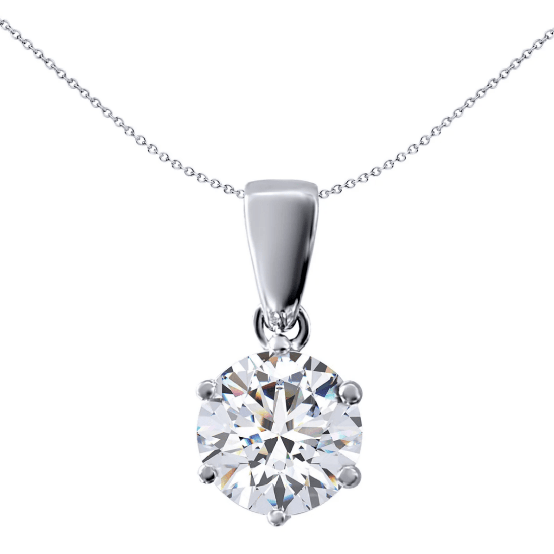 0.90ct Cubic Zirconia Solitaire Pendant in Rhodium Plated Silver 7.0mm