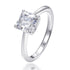 1.00ct Cubic Zirconia Asscher Cut Solitaire Engagement in Rhodium Plated Silver