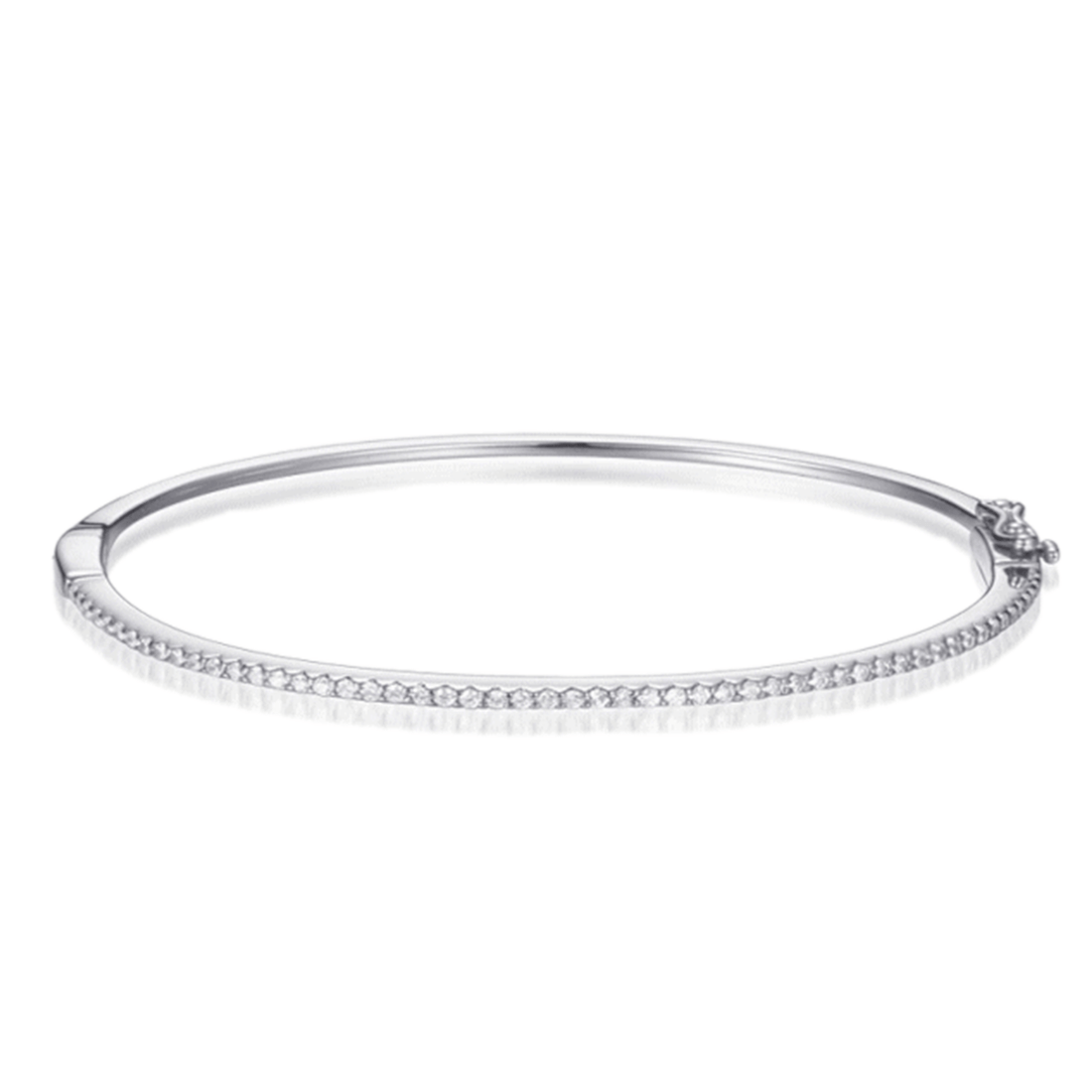 1.10ct Cubic Zirconia Freya Brilliant Cut Bangle in Rhodium Plated Silver