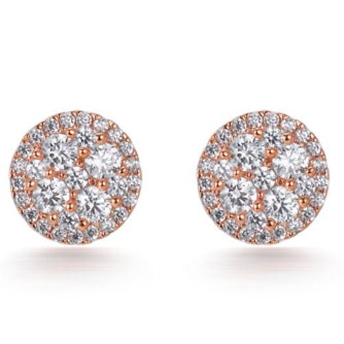 1.30ct Cubic Zirconia Round Cluster Earrings in 14k Rose Gold Plated Silver