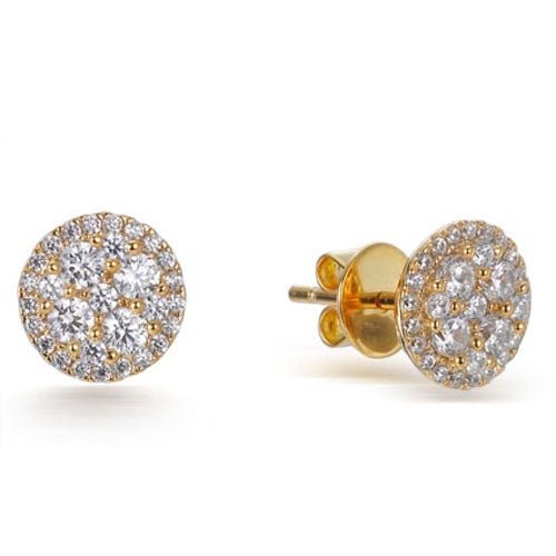 1.30ct Cubic Zirconia Round Cluster Earrings in 14k Yellow Gold Plated Silver