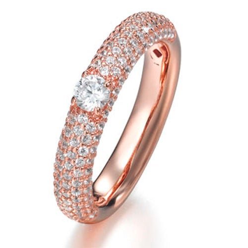 1.38ct Cubic Zirconia Luna Half Band Eternity Ring Set in 14k Rose Gold Plated Silver
