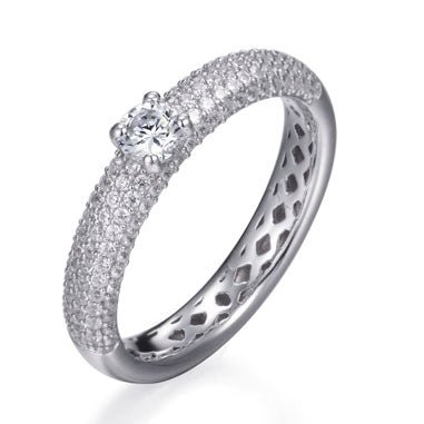 1.38ct Cubic Zirconia Luna Half Band Eternity Ring Set in Rhodium Plated Silver
