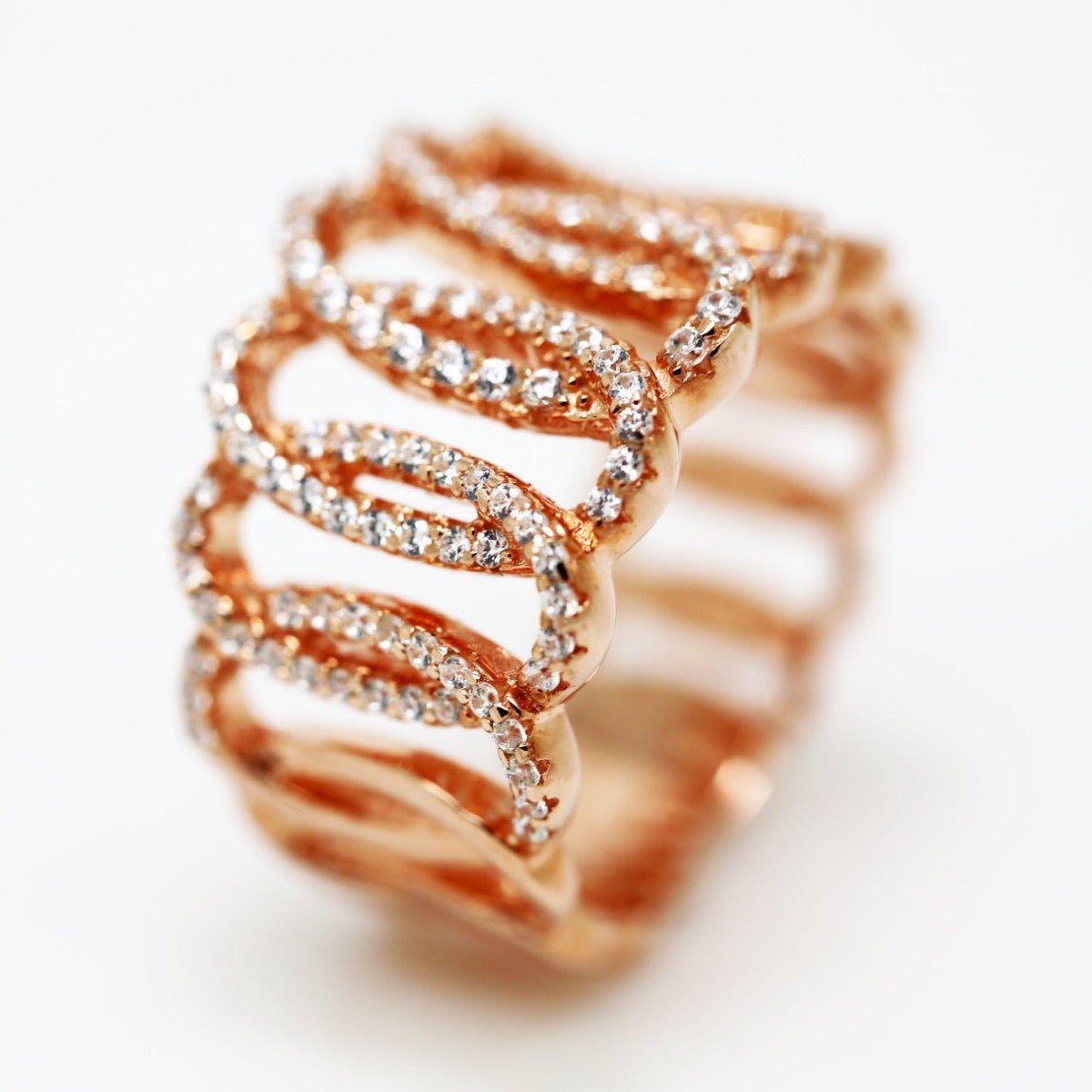 1.38ct Cubic Zirconia Squiggle Eternity Ring in 14k Rose Gold Plated Silver