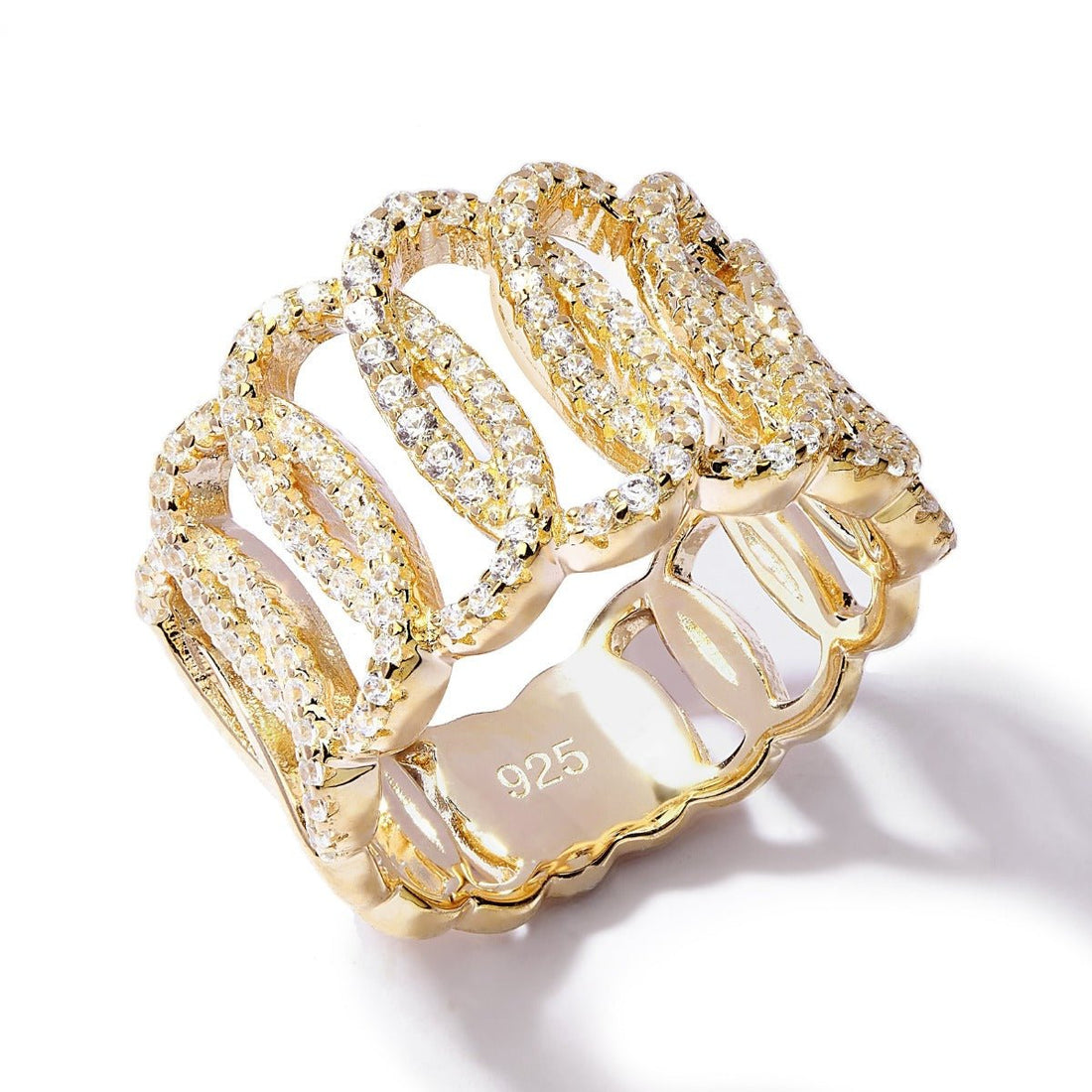 1.38ct Cubic Zirconia Squiggle Eternity Ring in 14k Yellow Gold Plated Silver