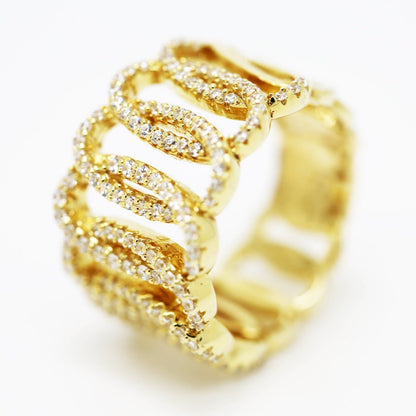 1.38ct Cubic Zirconia Squiggle Eternity Ring in 14k Yellow Gold Plated Silver