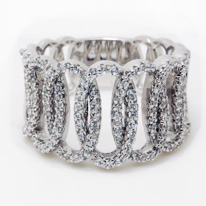 1.38ct Cubic Zirconia Squiggle Eternity Ring in Rhodium Plated Silver