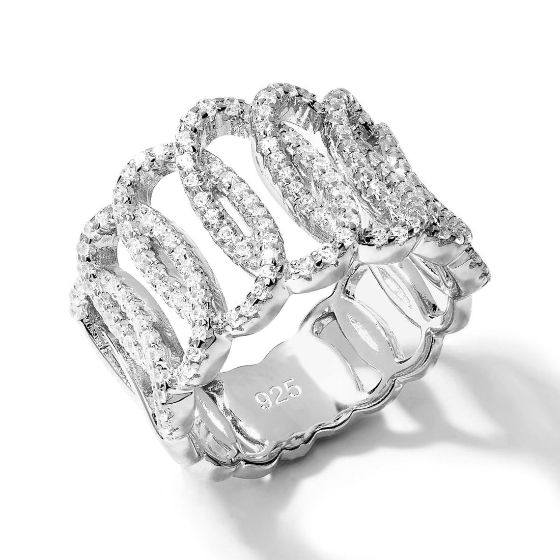1.38ct Cubic Zirconia Squiggle Eternity Ring in Rhodium Plated Silver