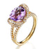 1.40ct Amethyst & 2.30ct Cubic Zirconia Cushion Cut Ring in 14k Yellow Gold Plated Silver