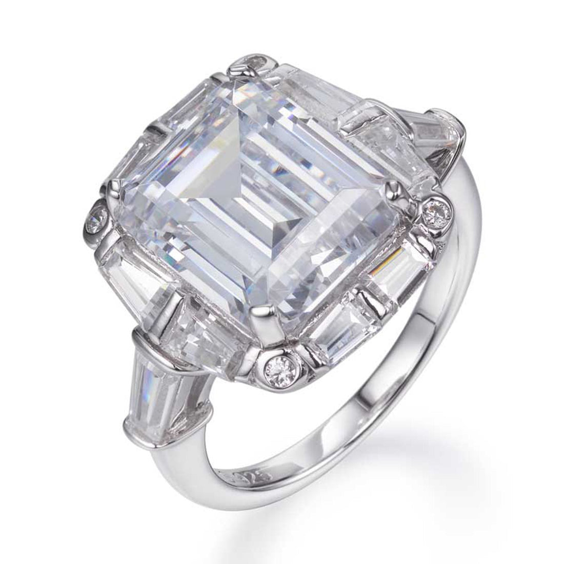17.00ct Cubic Zirconia Rigel Cluster Ring in Rhodium Plated Silver