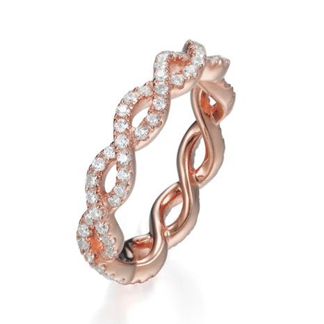 1.70ct Cubic Zirconia Entwined Full Band Eternity Ring in 14k Rose Gold Plated Silver