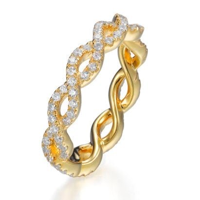 1.70ct Cubic Zirconia Entwined Full Band Eternity Ring in 14k Yellow Gold Plated Silver