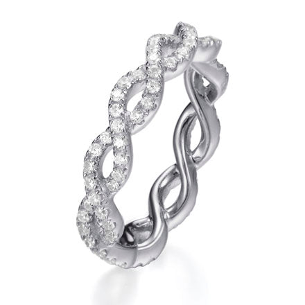1.70ct Cubic Zirconia Entwined Full Band Eternity Ring in Rhodium Plated Silver