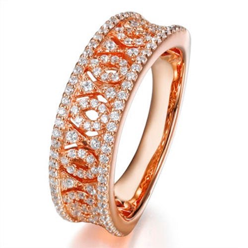 1.70ct Cubic Zirconia Filigree Half Eternity Ring in 14k Rose Gold Plated Silver