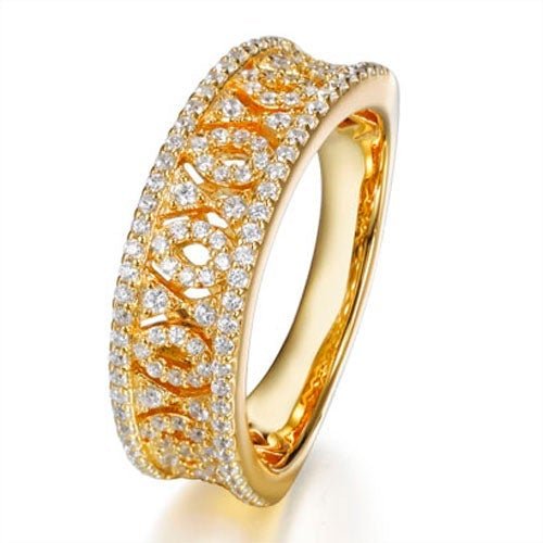 1.70ct Cubic Zirconia Filigree Half Eternity Ring in 14k Yellow Gold Plated Silver