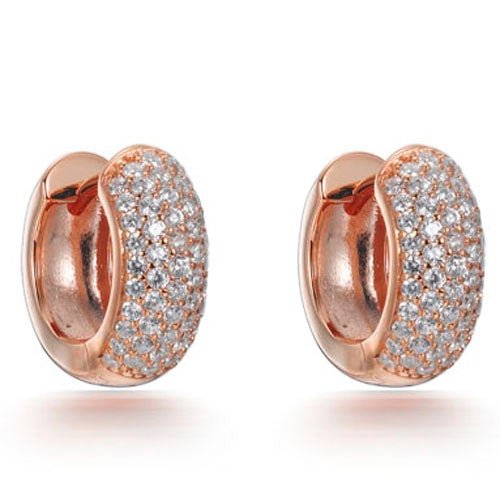 1.75ct Cubic Zirconia Micro Set Huggie Hoop Earrings in 14k Rose Gold Plated Silver