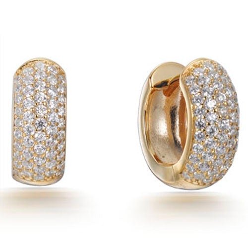 1.75ct Cubic Zirconia Micro Set Huggie Hoop Earrings in 14k Yellow Gold Plated Silver