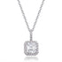 1.75ct Cubic Zirconia Princess Cut Halo Pendant in Rhodium Plated Silver