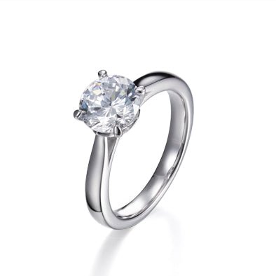 2.00ct Cubic Zirconia Classic Solitaire Ring in Platinum Plated Silver