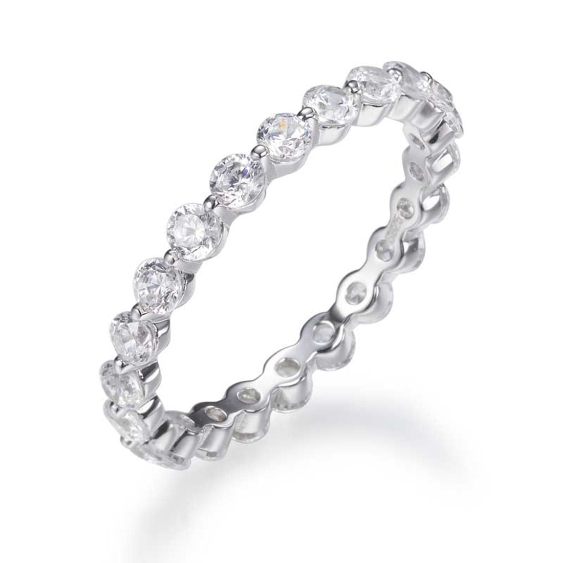 2.10ct Cubic Zirconia Full Eternity Ring in Rhodium Plated Silver